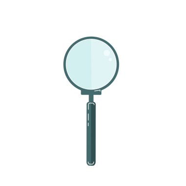 Beyaz arka plan üzerinde izole büyüteç cam kutsal kişilerin resmi. Düz stil vektör çizim.