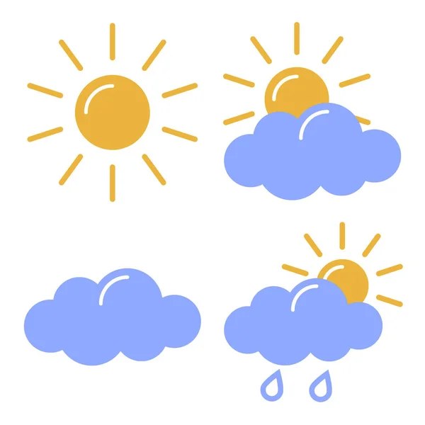 Day Weather Icons Set Isolated White Background Flat Outline Style — Stock Vector
