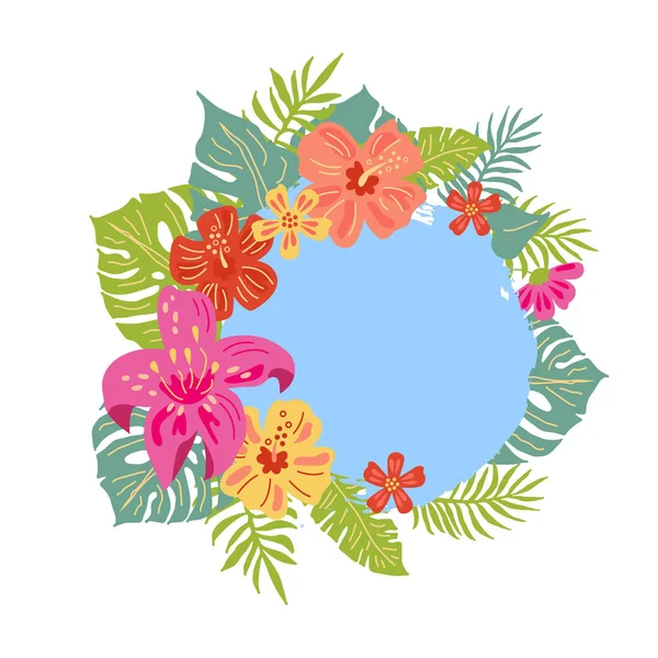 Esquisse Dessinée Main Élément Design Avec Des Fleurs Tropicales Des — Image vectorielle