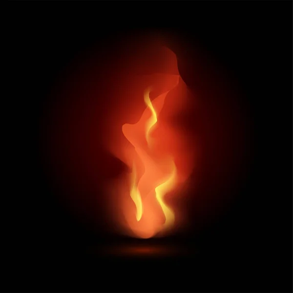 Feuerflamme Isoliert Auf Schwarzem Hintergrund Vektorillustration — Stockvektor