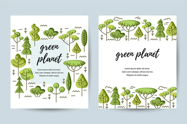 Vector Illustration Trees Place Text Ecological Concept Template Flyer Poster — Stock Vector