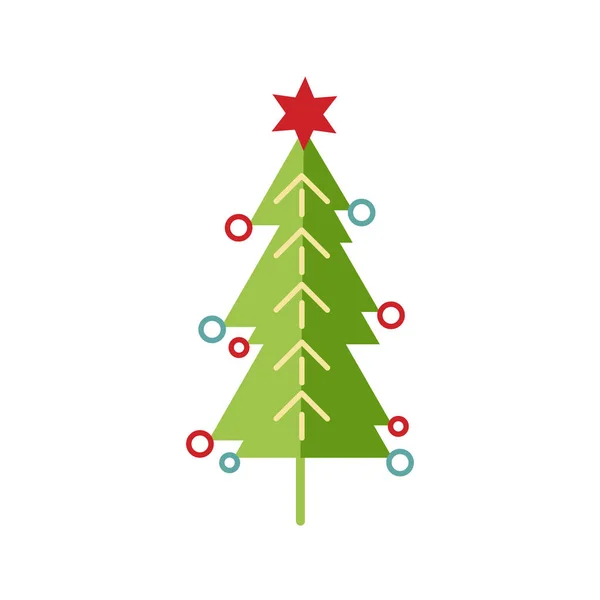 Feliz Icono Del Árbol Navidad Ilustración Vectorial Aislada Sobre Fondo — Archivo Imágenes Vectoriales