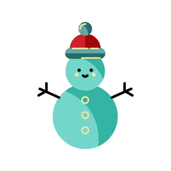 Snowman Icon Isolated White Background Flat Line Style Design Vector — Stock Vector