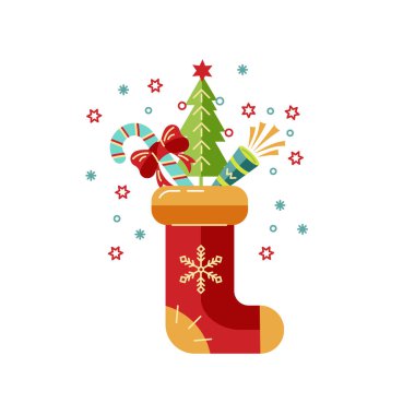 Mutlu Noeller ve yeni yıl kartı çiziminiz kutlu olsun. Tasarım ögesi beyaz arkaplanda izole edildi. Broşür, dekorasyon, kartpostal, afiş, poster için harika. Düz ve satır biçimi tasarımı.