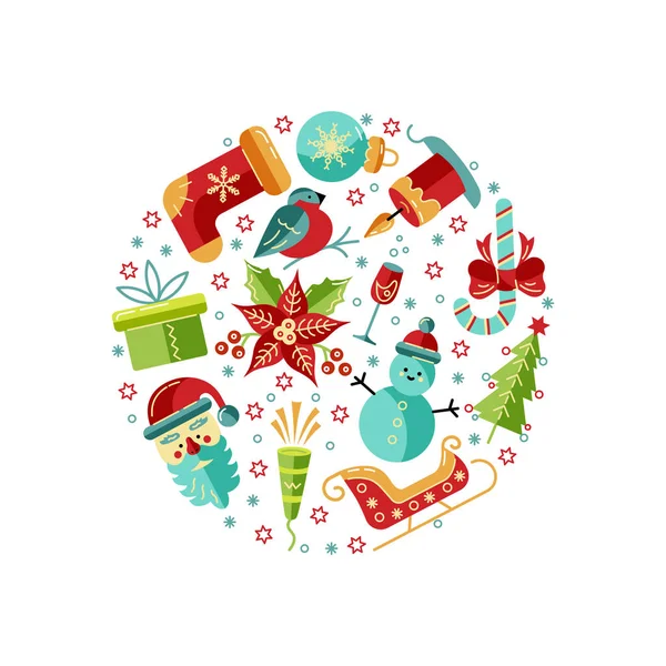 Frohe Weihnachten Ein Gutes Neues Jahr Kartenvektorillustration Design Element Isoliert — Stockvektor