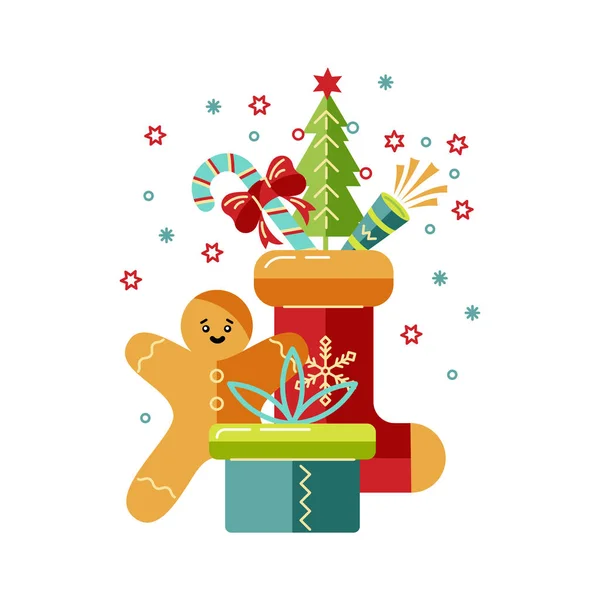 Frohe Weihnachten Und Ein Gutes Neues Jahr Kartenvektorillustration Design Element — Stockvektor