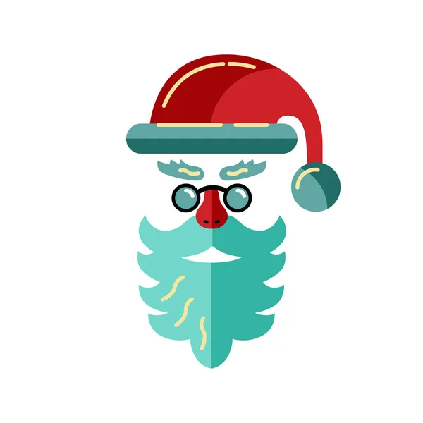 Santa Claus Head Als Kerst Icoon Geïsoleerd Witte Achtergrond Platte — Stockvector