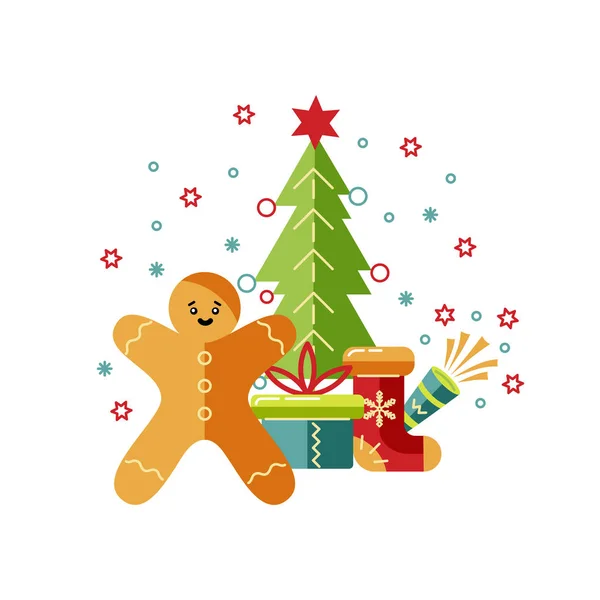 Frohe Weihnachten Und Ein Gutes Neues Jahr Kartenvektorillustration Design Element — Stockvektor