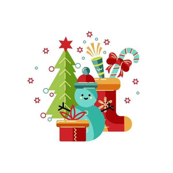 Frohe Weihnachten Und Ein Gutes Neues Jahr Kartenvektorillustration Design Element — Stockvektor