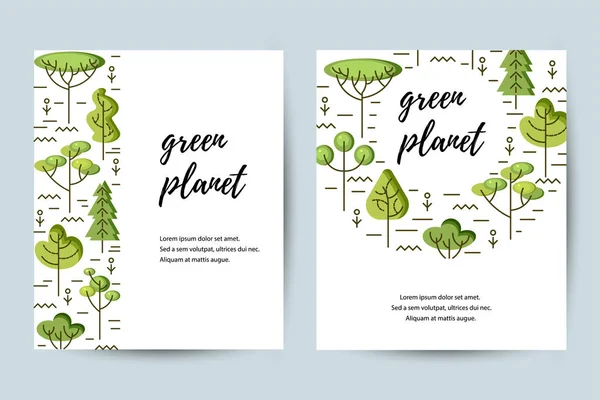 Vector Illustration Trees Place Text Ecological Concept Template Flyer Poster — Stock Vector