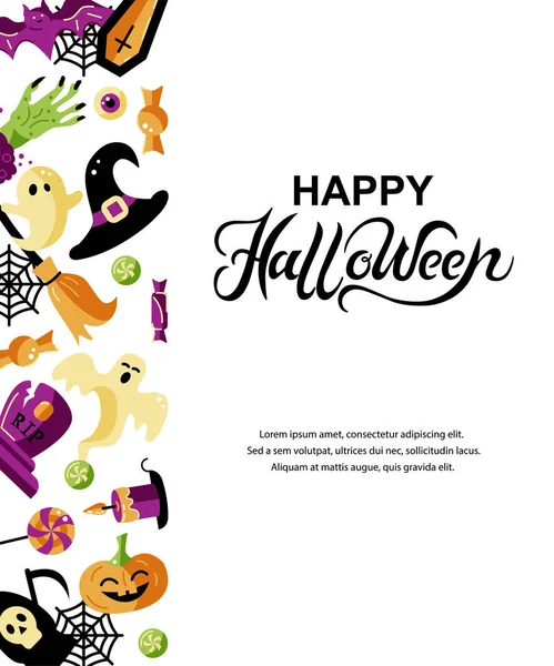 Halloween Card Celebratory Subjects Handwriting Lettering Halloween Place Text Flat — Stock Vector