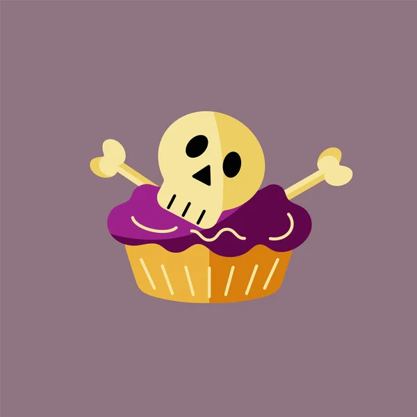 Divertido Cupcake Con Cráneo Azúcar Huesos Como Logotipo Icono Ilustración — Archivo Imágenes Vectoriales