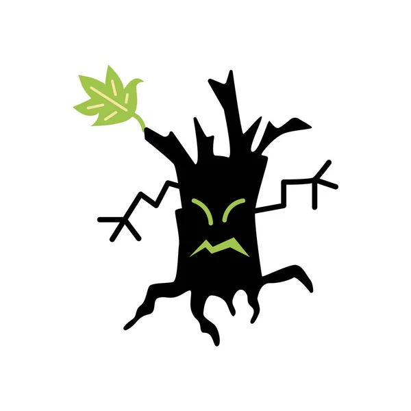 Árbol Monstruo Halloween Como Logotipo Icono Ilustración Vectorial Aislada Sobre — Vector de stock