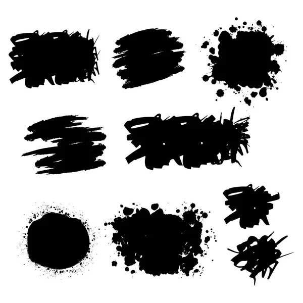 Hand Drawn Style Painting Stains Set Vector Illustration Isolated White — Stock Vector