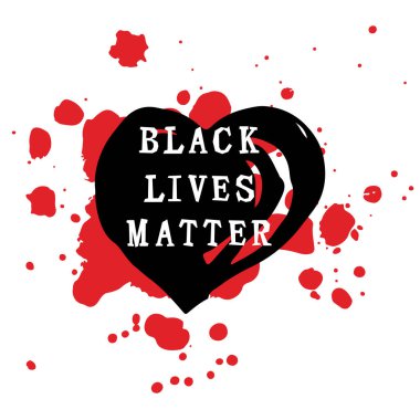 Siyah hayatlar, el çizimi, kalp ve kırmızı lekeli metinlerdir. Irkçılık yok. Baskı, poster ve tişört tasarımı için harika. Vektör illüstrasyonu beyaz arkaplanda izole edildi.