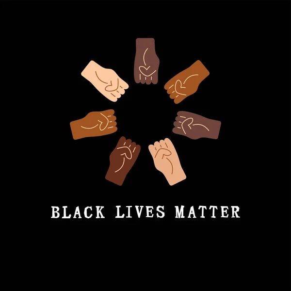 Black Lives Matter Text Human Fists Racism Concept Vector Illustration — Stock Vector