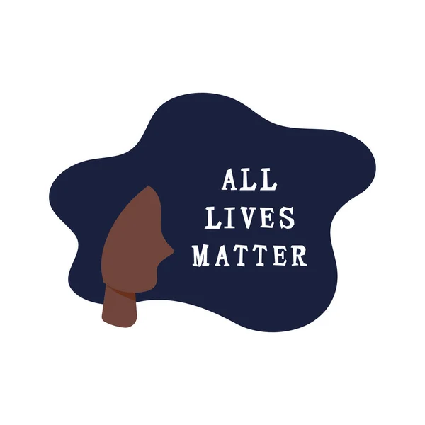 Cabeça Feminina Com Texto All Lives Matter Pare Conceito Racismo — Vetor de Stock