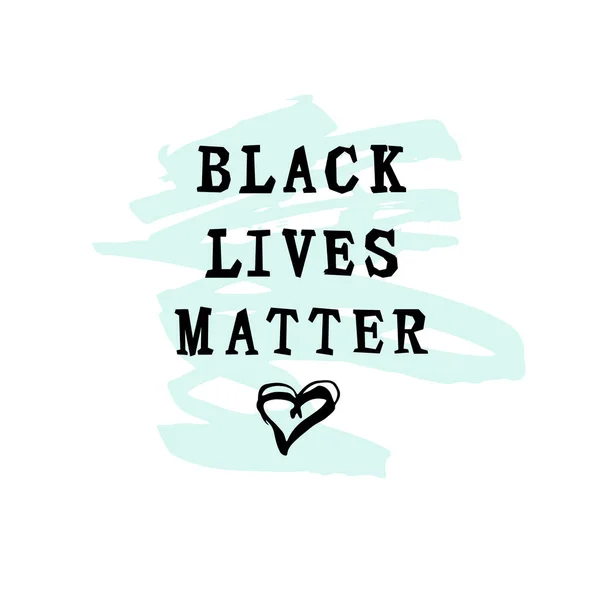 Black Lives Matter Text Hand Drawn Style Hearts White Background — Stock vektor
