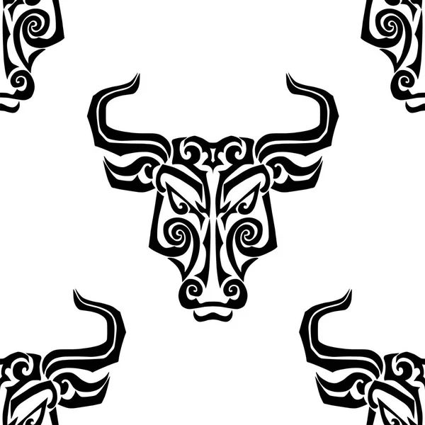 Sömlöst Mönster Med Tjuransikte Bull Symbol 2021 Nyår Vektorillustration — Stock vektor