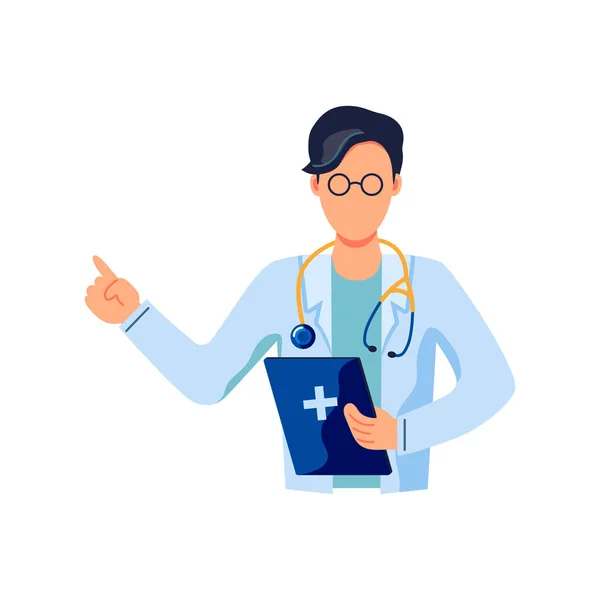 Ilustración Del Vector Médico Masculino Doctor Familia Diseño Plano Estilo — Vector de stock