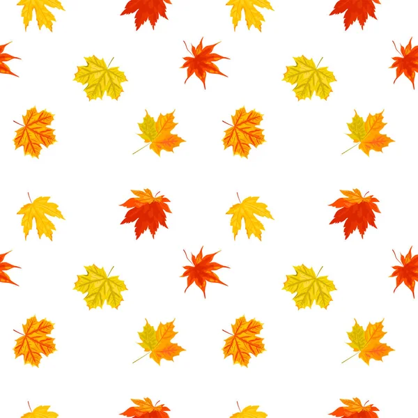 Seamless Pattern Autumn Maple Leaves Vector Illustration — Stock Vector