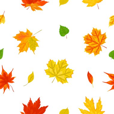 Sonbahar yapraklarıyla kusursuz desen. Vektör illüstrasyonu.