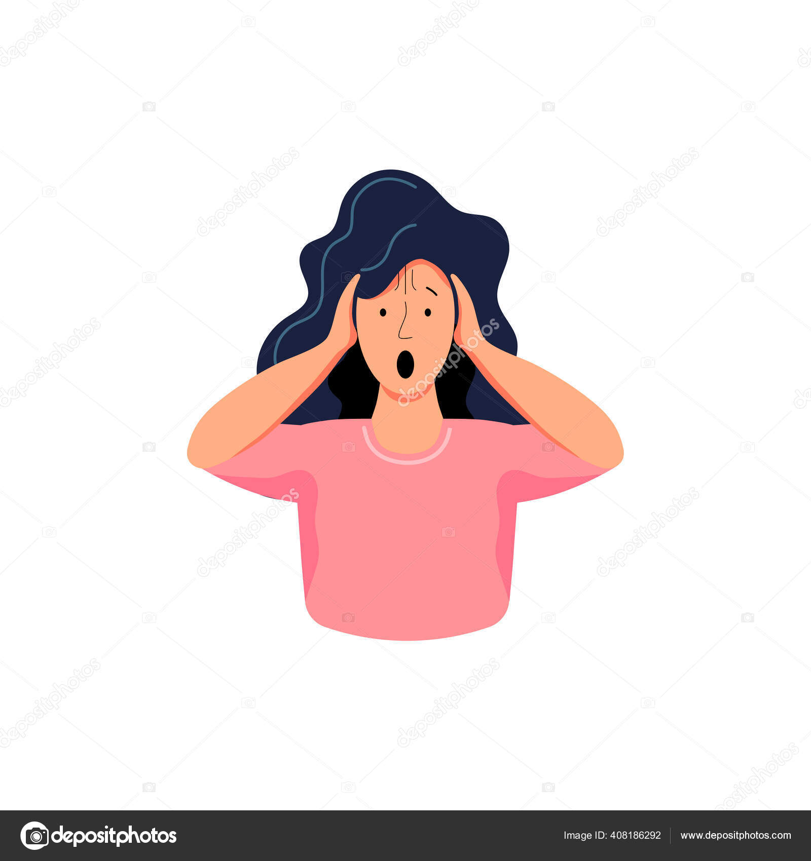 Woman Holds Her Hands Her Head Expresses Emotions Fear Surprise Stock Vector Image by ©NataliaVarlamova #408186292 Woman Holds Her Hands Her Head Expresses Emotions Fear Surprise Stock Vector Image by ©NataliaVarlamova #408186292