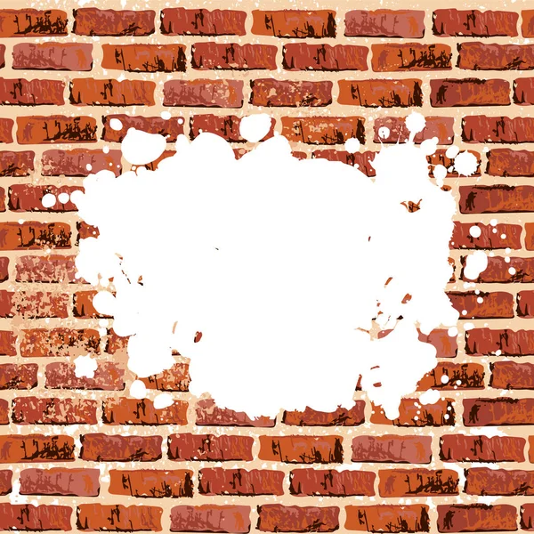 Белое Пятно Краски Векторном Фоне Кирпичной Стены Гриффити Плакат Баннер — стоковый вектор