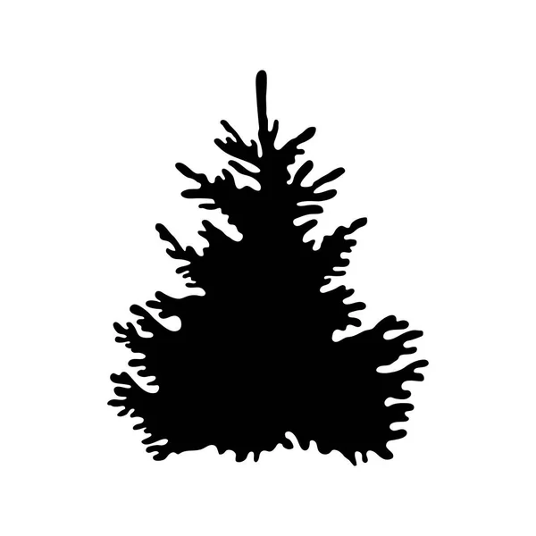 Boże Narodzenie Lub Sylwetka Nowego Roku Drzewa Ilustracja Wektora Białym — Wektor stockowy