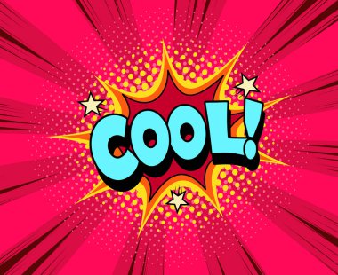 Çizgi roman ifade konuşma balonları, serin patlama ve kaza ses efektleri, noktalı resim yazdırma doku