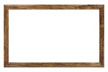 Beyaz arka planda paspası olan yatay, boş, eski altın çerçeveli bir çerçeve.
