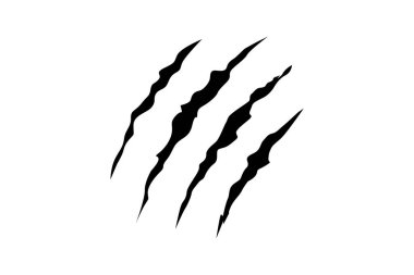 Pençe izi vektör silueti ayarlandı. Pençeler yırtılmış izler..