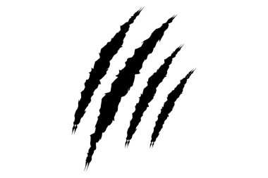 Pençe izi vektör silueti ayarlandı. Pençeler yırtılmış izler..