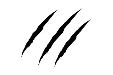 Pençe izi vektör silueti ayarlandı. Pençeler yırtılmış izler..