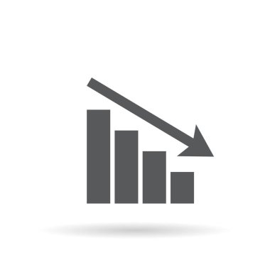 Beyaz arkaplanda izole edilmiş grafik simgesi vektörü azalıyor. Grafik işaret simgesini azalt