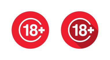 18 artı uzun gölgeli bir ikon. Yaş sınırlaması uyarısı. Sadece yetişkinlerin simgesi