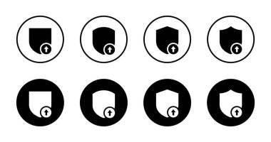 Yukarı doğru ok simgesiyle kalkan, siyah daireye ayarlandı. Güvenlik güncellemesi ve koruma sembolünü yükseltme