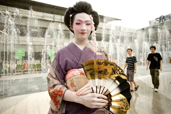 Bangkok Thailand August 2008 Beautiful Thai Girl Dressed Geisha Cosplay — Stock Photo, Image