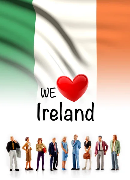 Szeretjük Hogy Írország Egy Csoport Ember Jelent Mellett Zászló — Stock Fotó