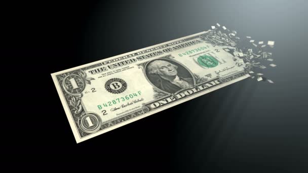 Vykreslování Animace Dematerializace Peníze Dolary Jsou Zaknihované Černém Pozadí — Stock video