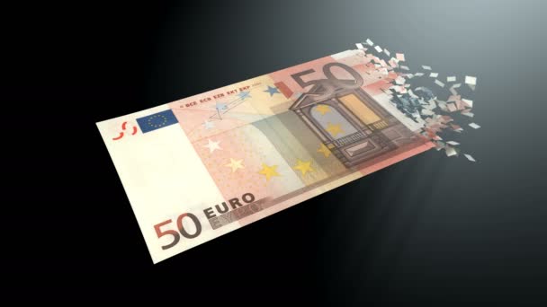 Animazione Rendering Smaterializzazione Del Denaro Gli Euro Sono Smaterializzati Uno — Video Stock