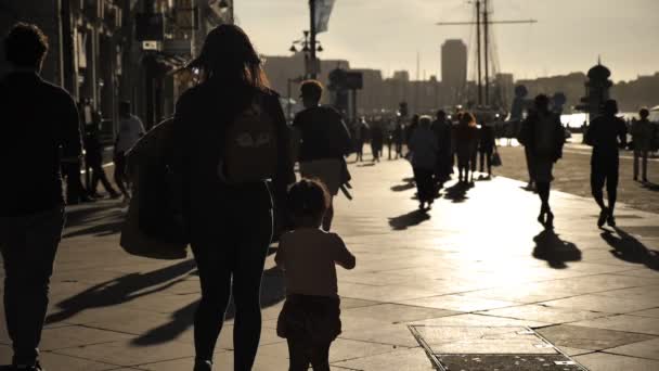 Марсель Франція Вересня 2019 Заході Люди Ходять Знаменитому Проспекті Марселі — стокове відео