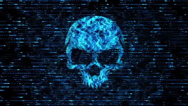 用骷髅显示正在进行的黑客攻击阶段 — 图库视频影像