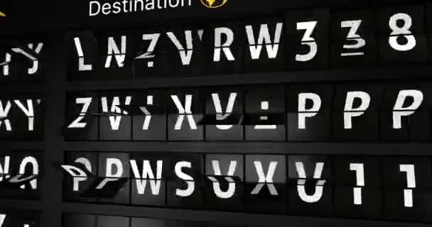 Gegenereerde Animatie Analoge Vlucht Informatie Display Bord Met Aankomst Stad — Stockvideo