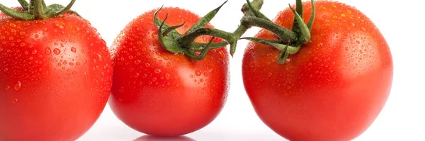 Koncepcja Banera Spożywczego Organiczne Warzywa Składniki Zbliżenie Pomidorów Ekologicznych Izolowanych — Zdjęcie stockowe