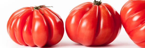 Koncepcja Banera Spożywczego Ekologiczne Warzywa Składniki Zbliżenie Ekologicznych Pomidorów Wołowych — Zdjęcie stockowe