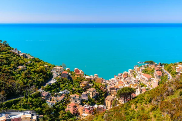 Vista Aérea Riomaggiore Liguria Una Famosa Ciudad Del Parque Nacional — Foto de Stock