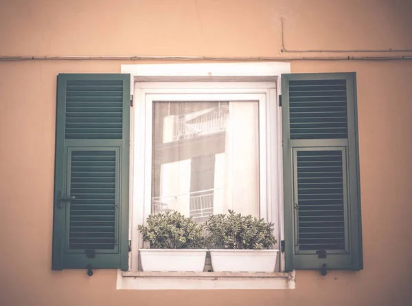 Close Uma Janela Italiana Parque Nacional Cinque Terre — Fotografia de Stock