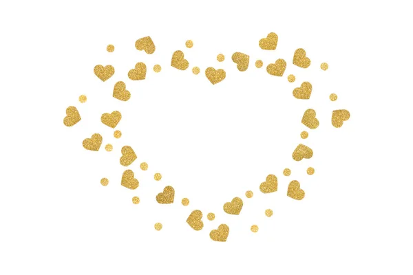 Gold Glitter Heart Dot Frame Paper Cut Background Isolated — Stock Photo, Image