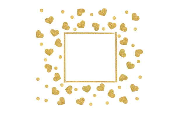 Золотой блеск сердца и точка рамки бумаги разрез — стоковое фото